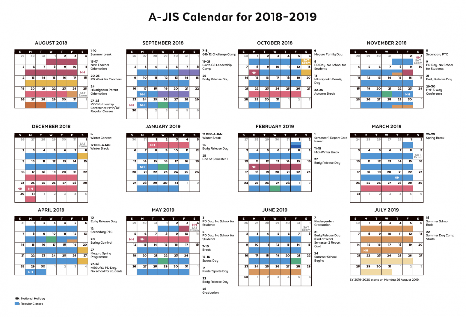 Year Calendar Aoba Japan International School